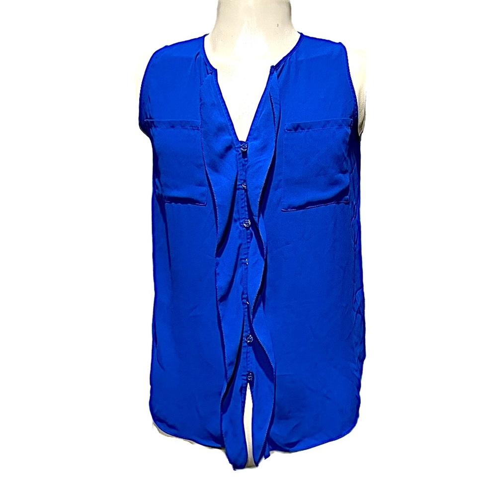 Women’s INC Sleeveless Top with Ruffled Front Accent in Bright Royal Blue